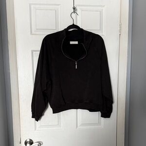 Lucky Brand Black Half-Zip Women's Sweater Cropped